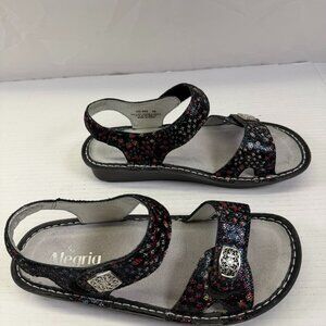Alegria by PG Lite Vienna sport Sandals VIE-940 Women's 9 Leather Black Floral